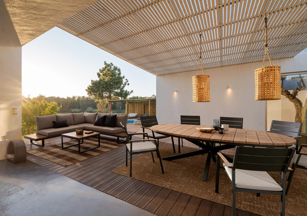 Tavolo da Esterno 218x115x75h cm in Alluminio Zelmar Naturale e Antracite