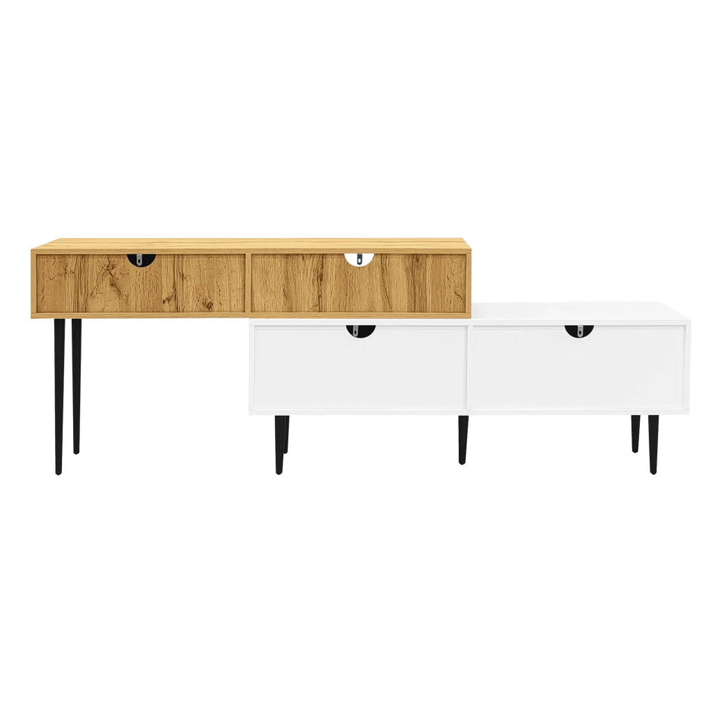 Mobile TV Modulare ¨C MINIMAL ¨C Bianco Opaco, Legno, Gambe Metallo Nero, Soggiorno