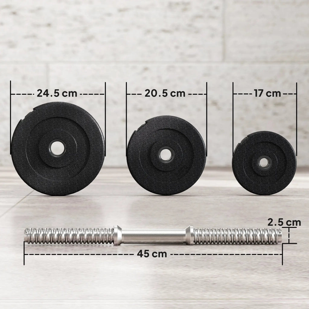 Set di Manubri per Allenamento a Casa in Tubi d'Acciaio e PE Plastica 12 Pezzi 40Kg Nero