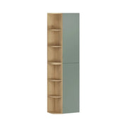 Mobili componibili OSTER 45cm – mobili sospesi verde salvia 1 porta e 6 nicchie arrotondate in rovere chiaro
