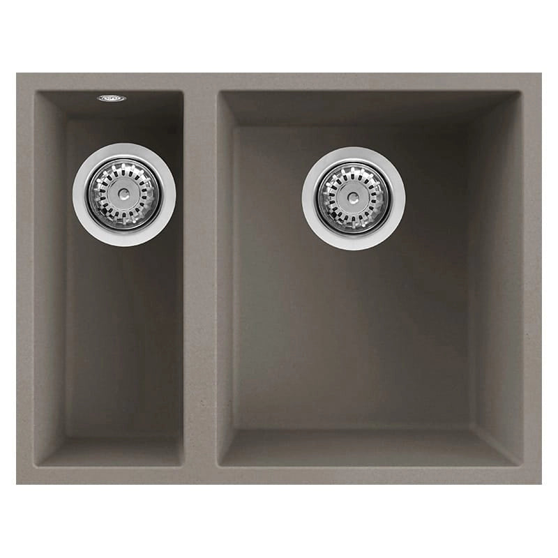 Lavello Elleci Incasso 2 vasche 56x44 Quadra 150 Sottotop Keratek Plus Grigio Dove Grey LKQ15093BSO