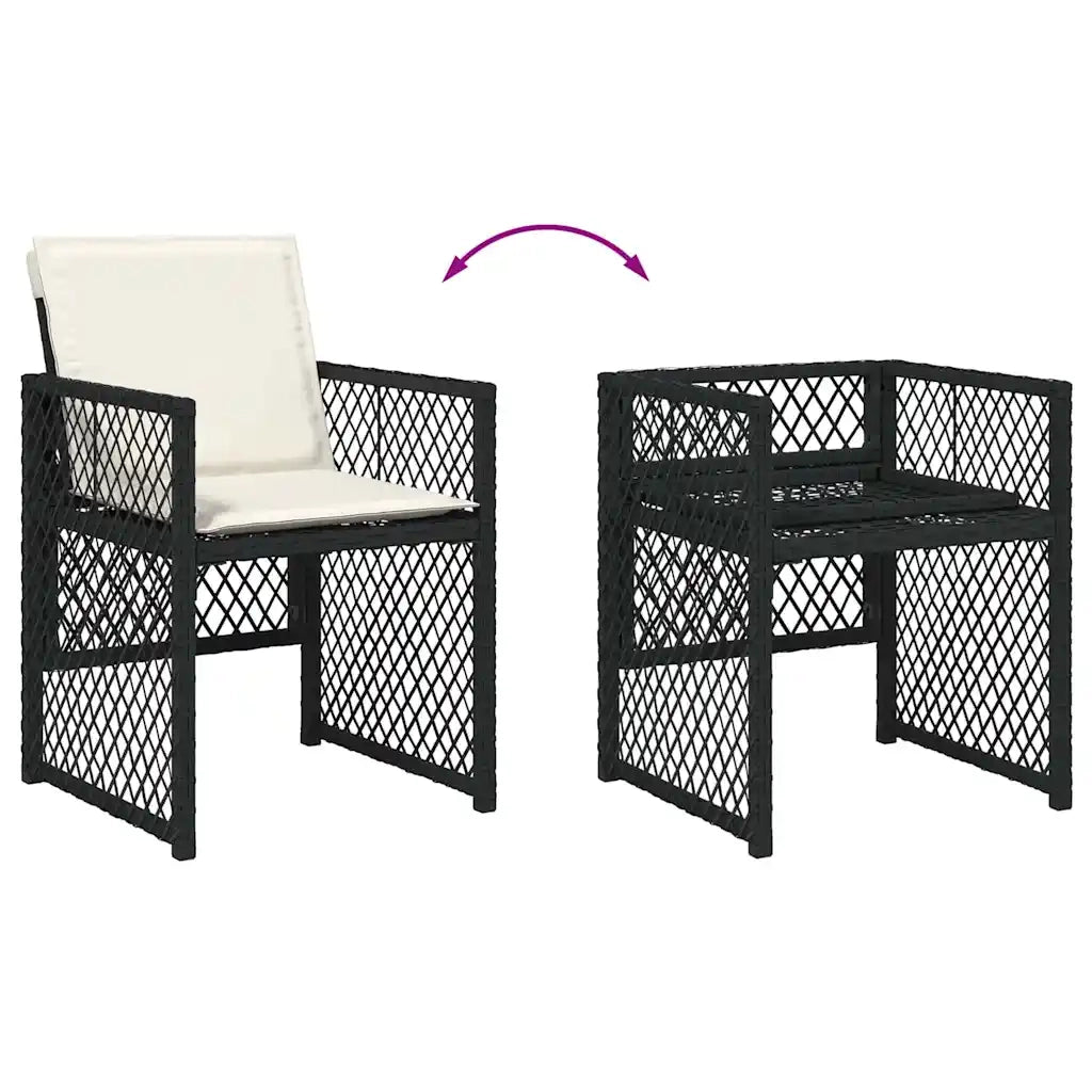 Set da Pranzo per Giardino 5 pcs Nero polyrattan 3380617