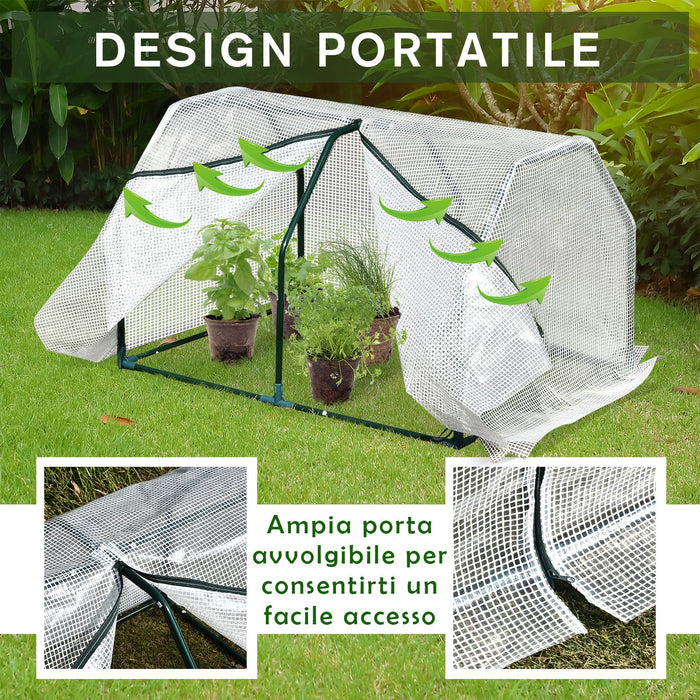 Mini Serra da Giardino e Balcone 99x71x60 cm in Plastica PE e Acciaio con Chiusura a Zip