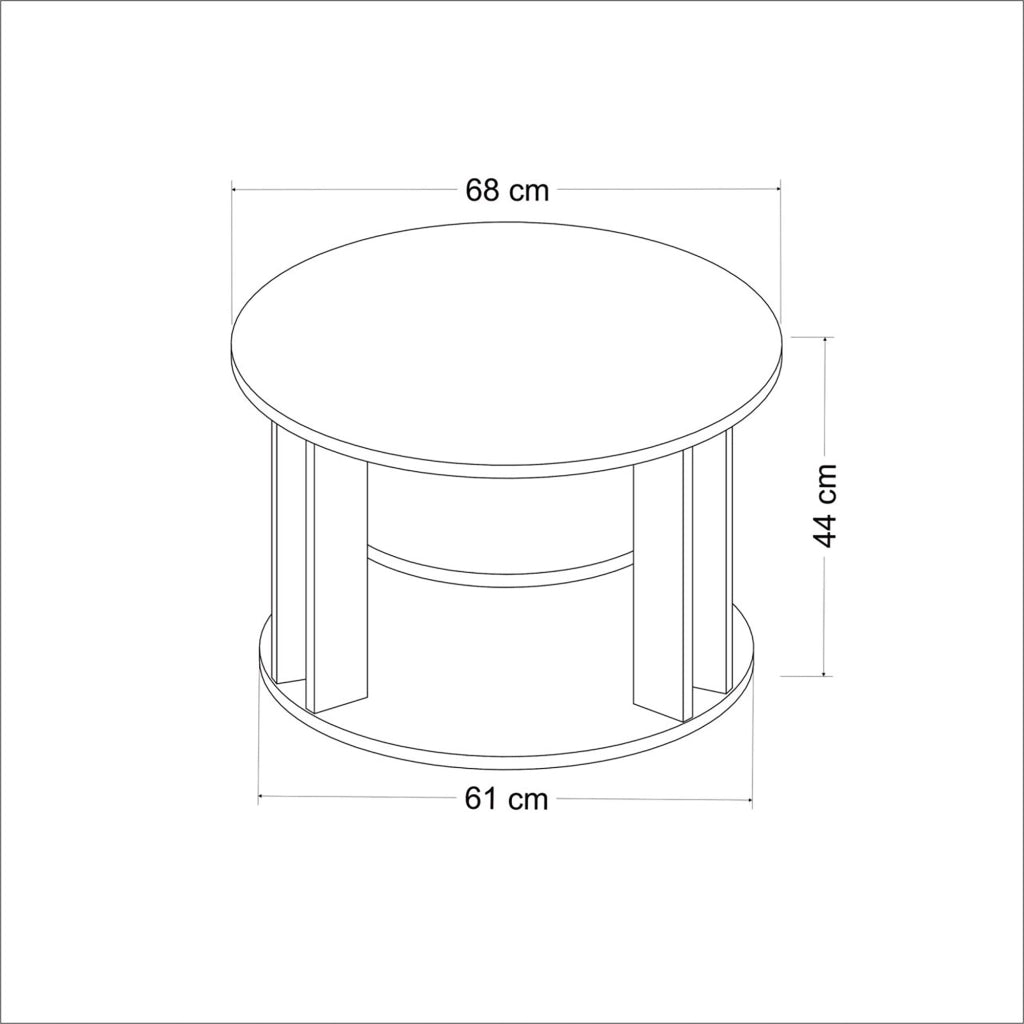 Tavolino da Caffè 'Hammel' Tavolino Basso con 2 Piani Rotondi - Antracite / Rovere [en.casa]