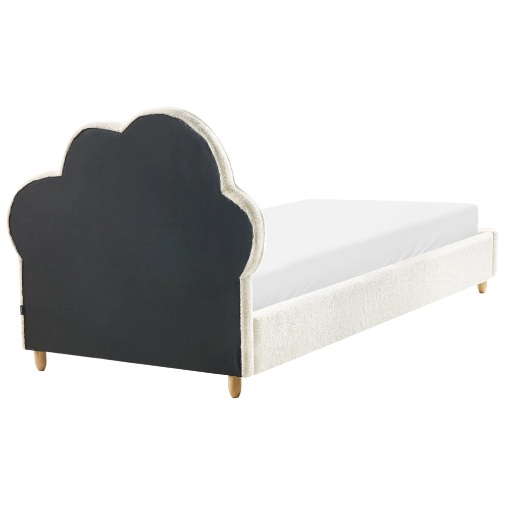 Letto bianco sporco Velluto Imbottito Telaio Poggiatesta 3ft EU Dimensione Singola Camera da Letto Bambini Camera Moderna Tradizionale