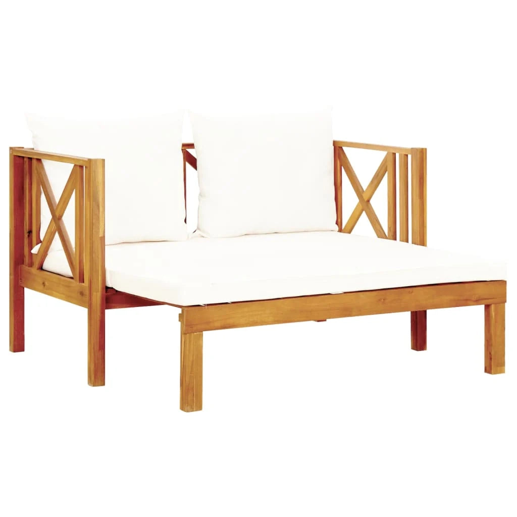 Panca da giardino mobili da giardino per esterni terrazza 2 posti e cuscini 122 x 66 x 68,5 cm legno massello di acacia 02_0011292