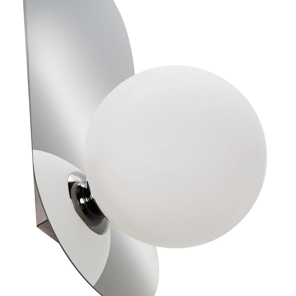 Set di 2 lampade da parete ovali con paralumi a globo in vetro argento stile retrò