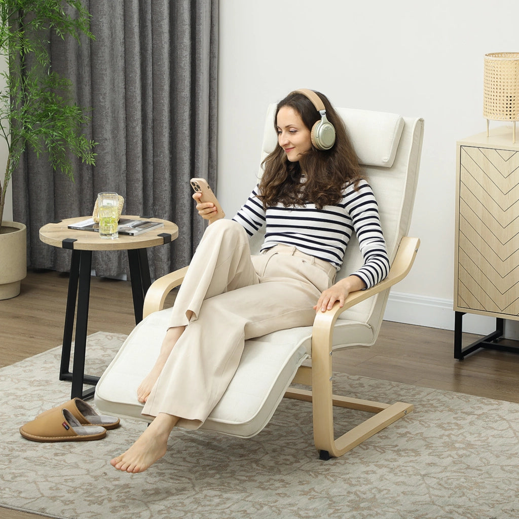 Poltrona Relax Riscaldante e Massaggiante con Poggiapiedi Regolabile e Telecomando, 67x95x101 cm, Crema