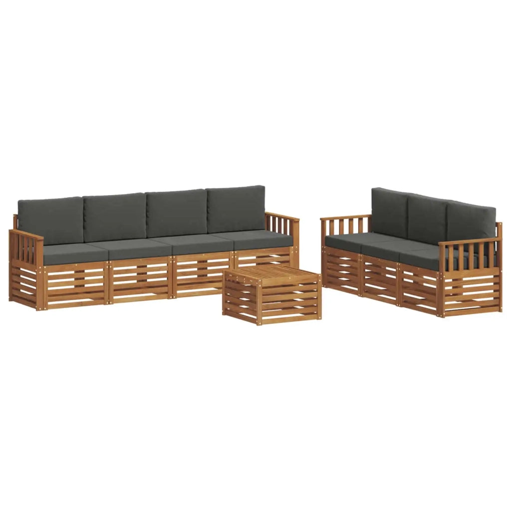 Set divani 8 pcs Naturale e Antracite Legno di Acacia Massello 3374482