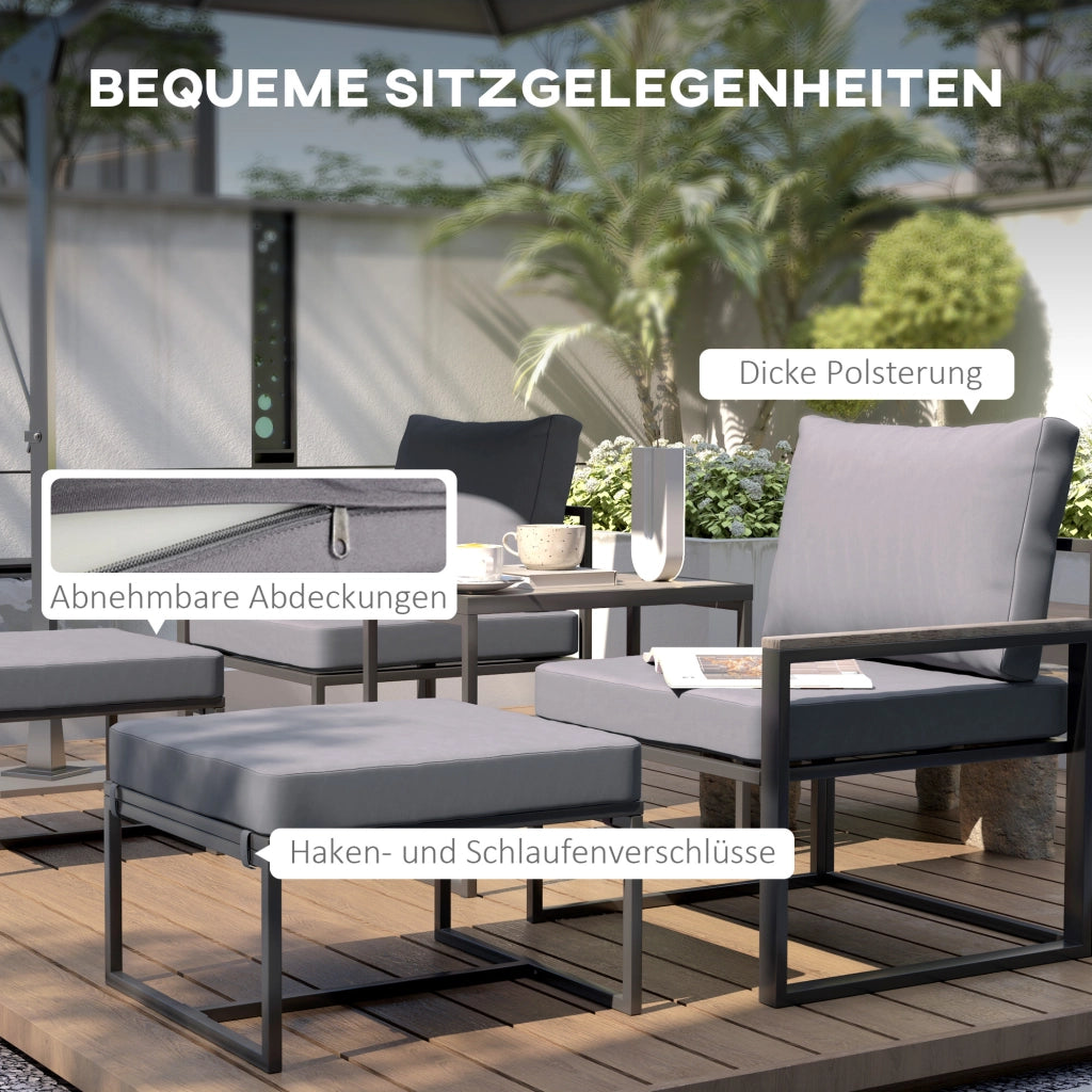 Set Divano da Giardino 2 Posti con Tavolino e Cuscini ¨C Zephmum ¨C Grigio Polyrattan