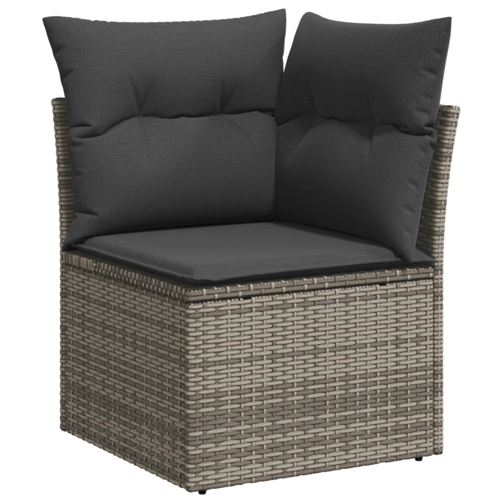 Set di divani da giardino  con cuscini in polyrattan grigio e acacia