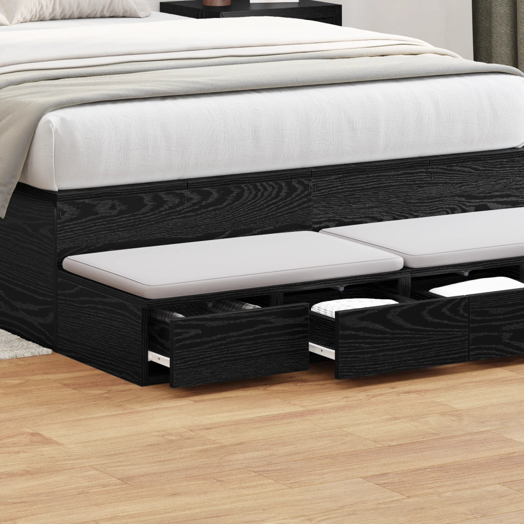 Cassetti letto Nero 120x36.5x16.5 cm Legno ingegnerizzato