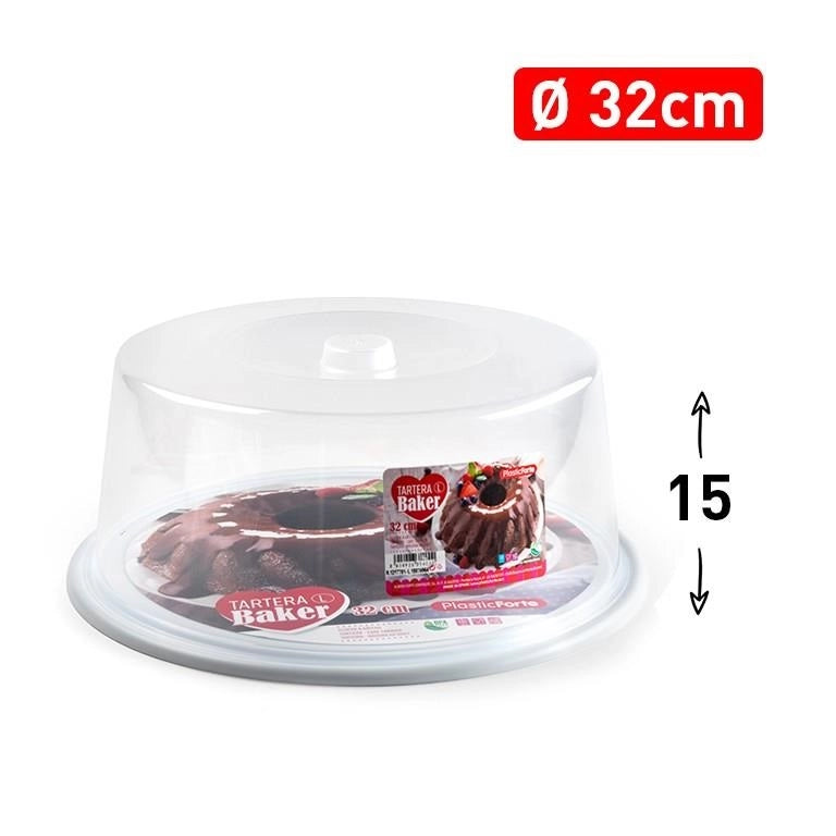 Contenitore Copritorta Baker Bianco Alto 32 x 15 cm