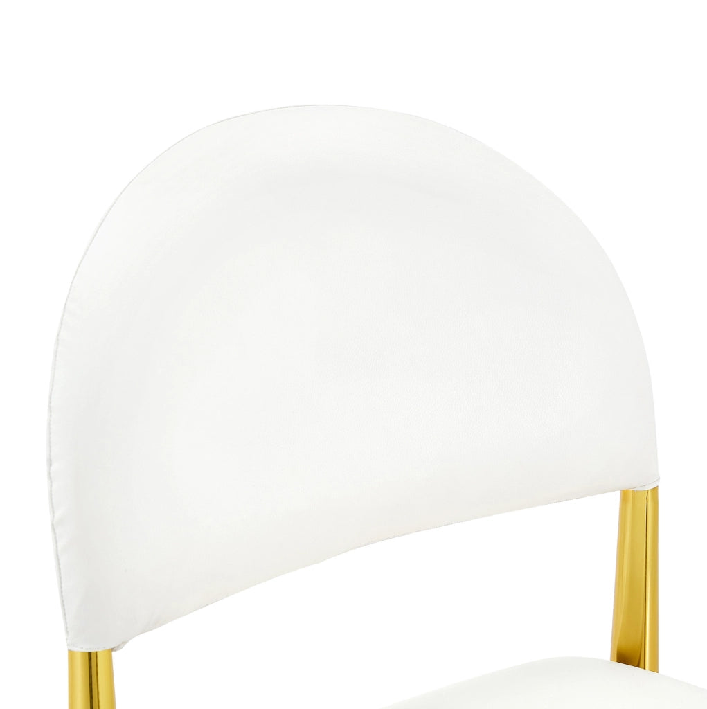 Sedia da pranzo con schienale semicircolare imbottito in PU bianco