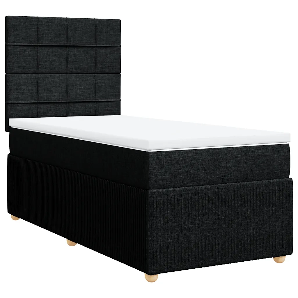 Giroletto a Molle con Materasso Nero 90x190 cm in Tessuto