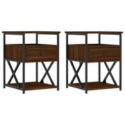 Set di 2 Comodini | Armadio da Notte | Mobiletto da notte Rovere Marrone 40x42x55 cm in Legno Multistrato