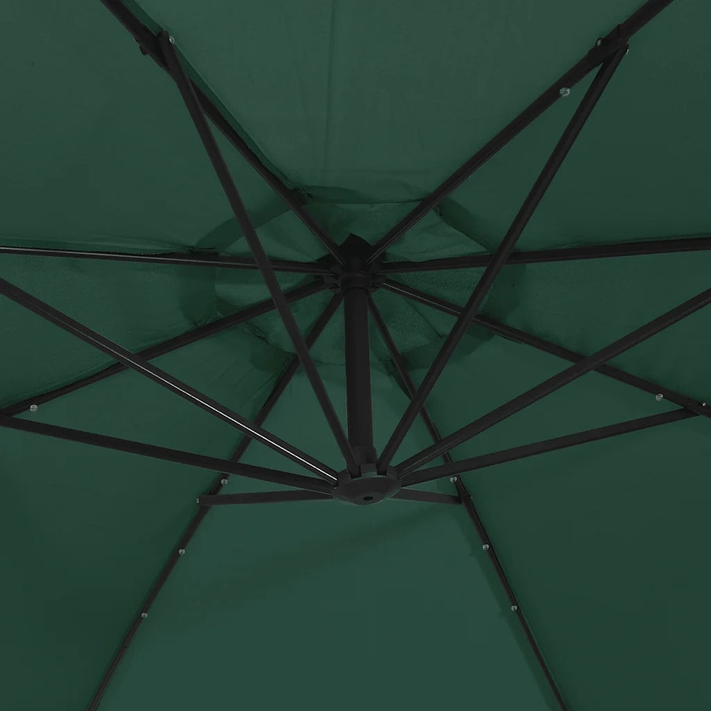 Ombrello | Parasolne Pensile con Luci LED 300 cm Verde Palo in Metallo
