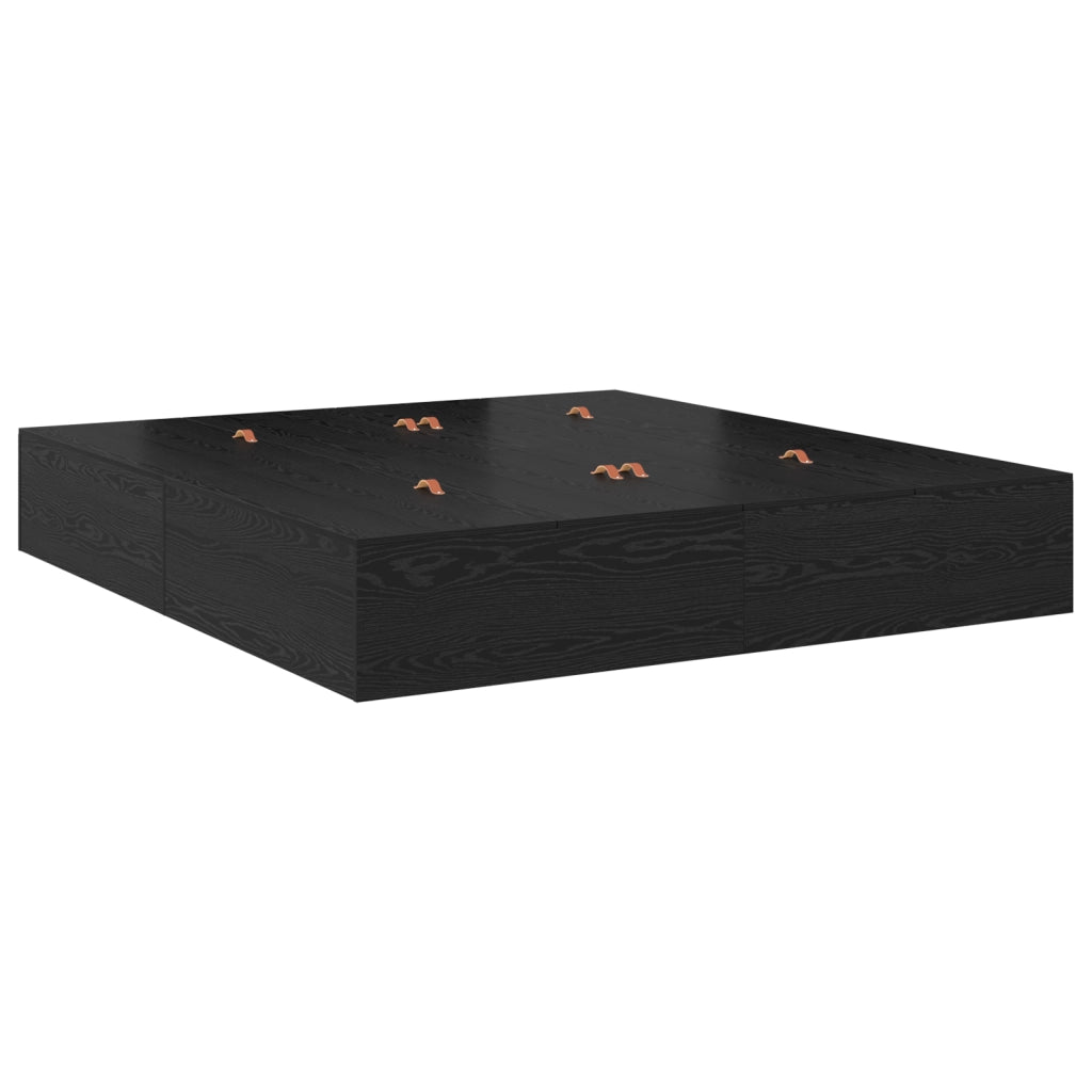 Struttura letto contenitore Nero Rovere 200x200 cm