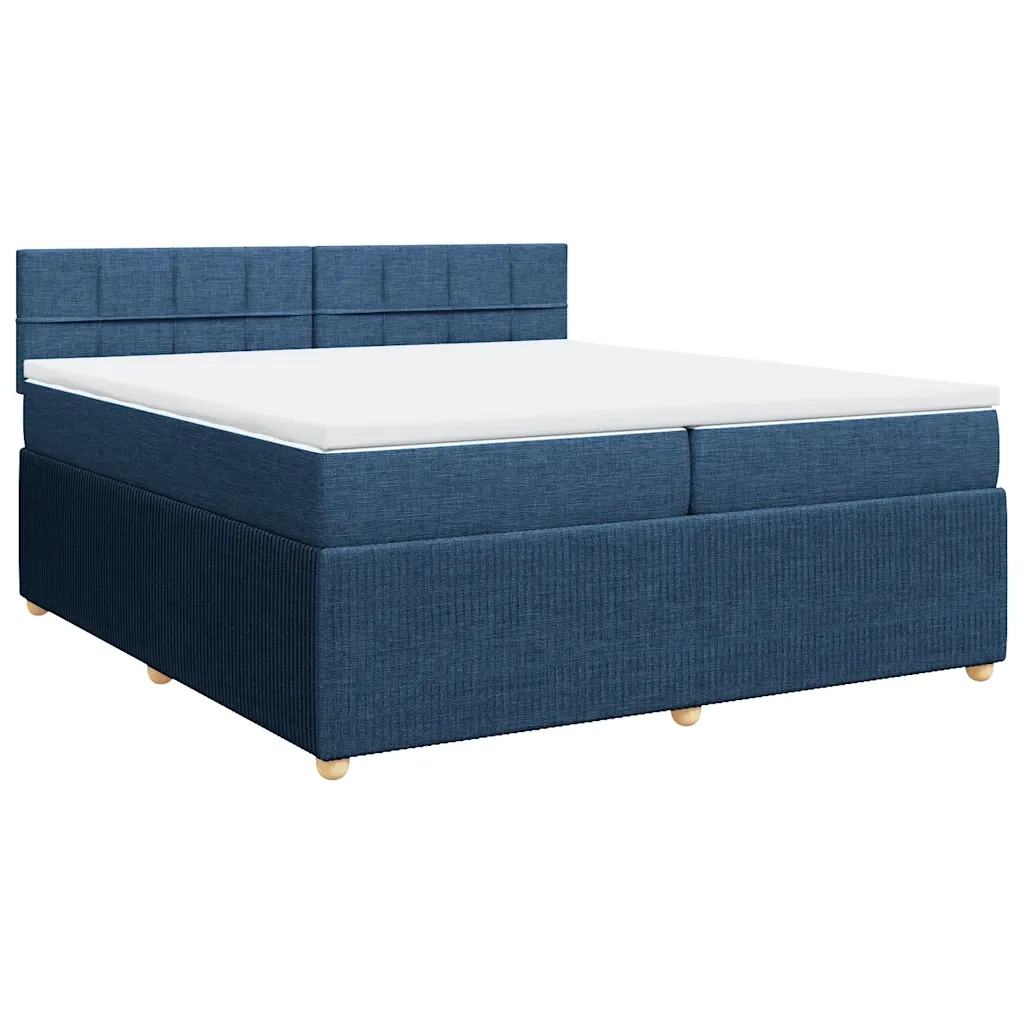 Giroletto a Molle con Materasso Blu 200x200 cm in Tessuto