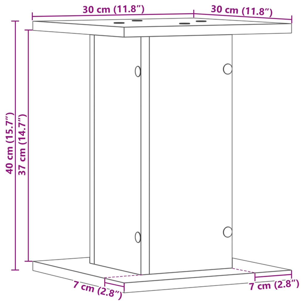 Supporti per altoparlanti  2 pezzi Rovere Nero 30x30x40 cm in legno ingegnerizzato