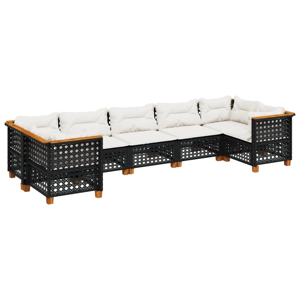 Set Divani da Giardino con Cuscini 7pz Nero Polyrattan 3261974