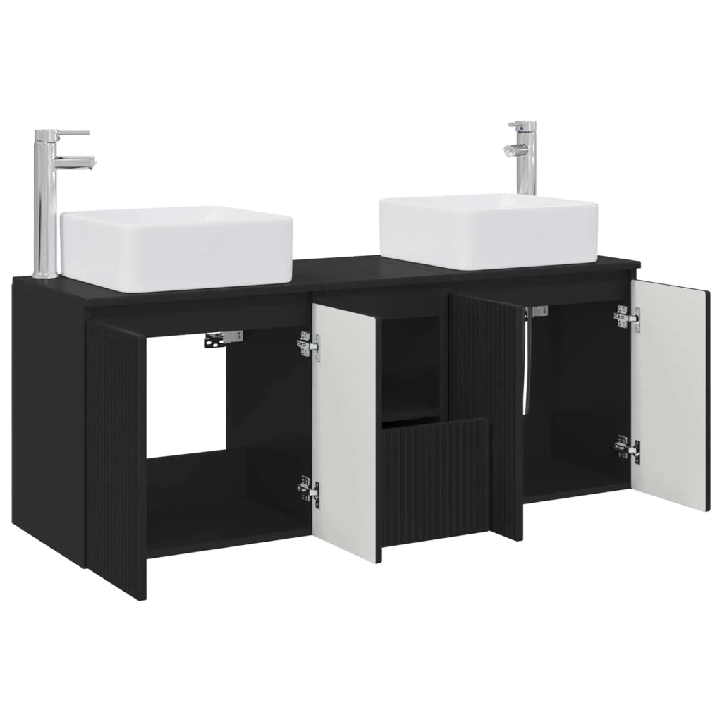 Set di Armadi da Bagno 3 pz Nero 53 x 35 x 63 cm 3405658
