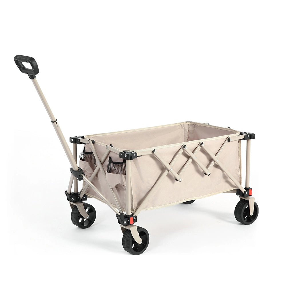 Carrello pieghevole robusto - Xylo - Ruote fuoristrada manico regolabile - Beige