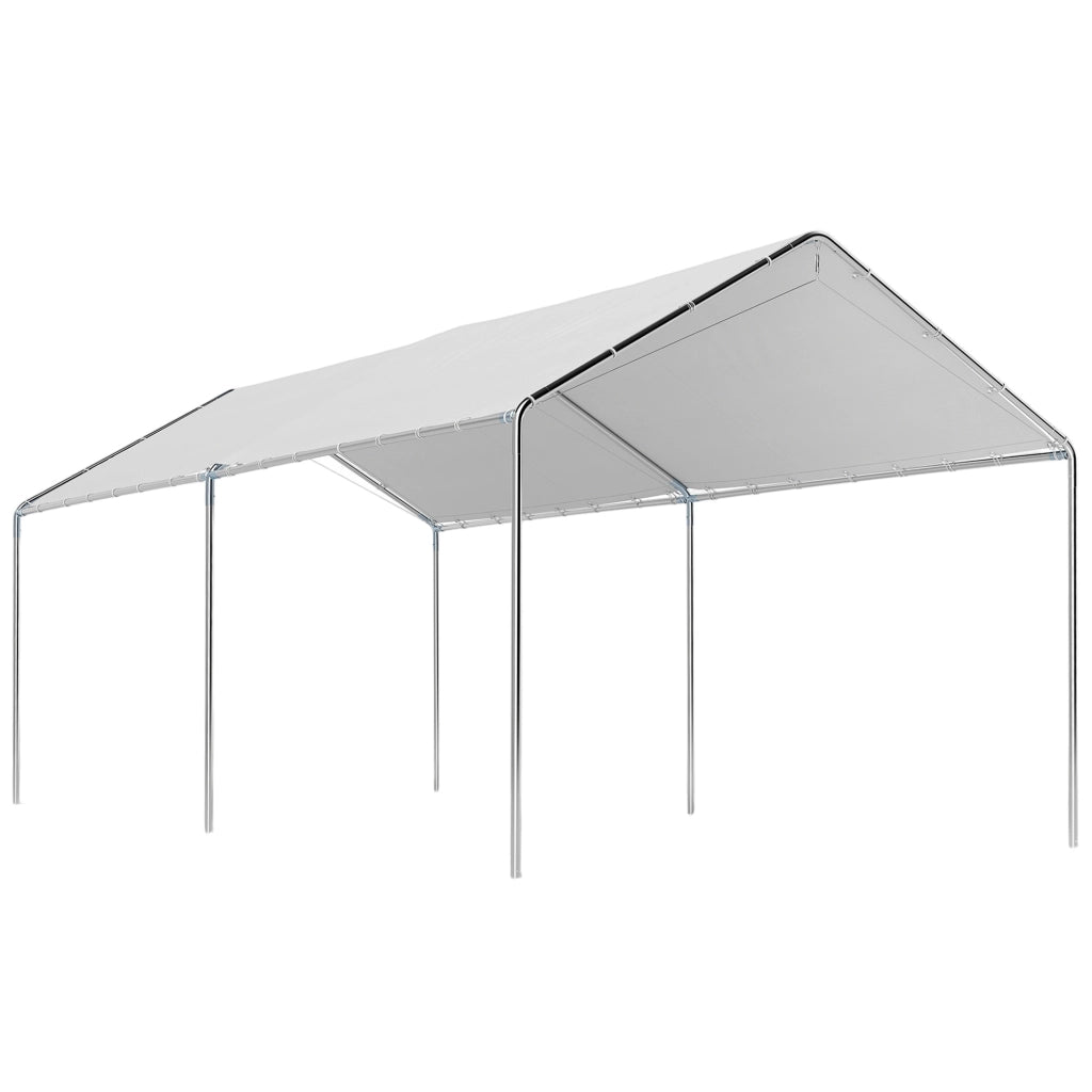 Carport per auto 6x3m ¨C zephmum ¨C acciaio galvanizzato bianco