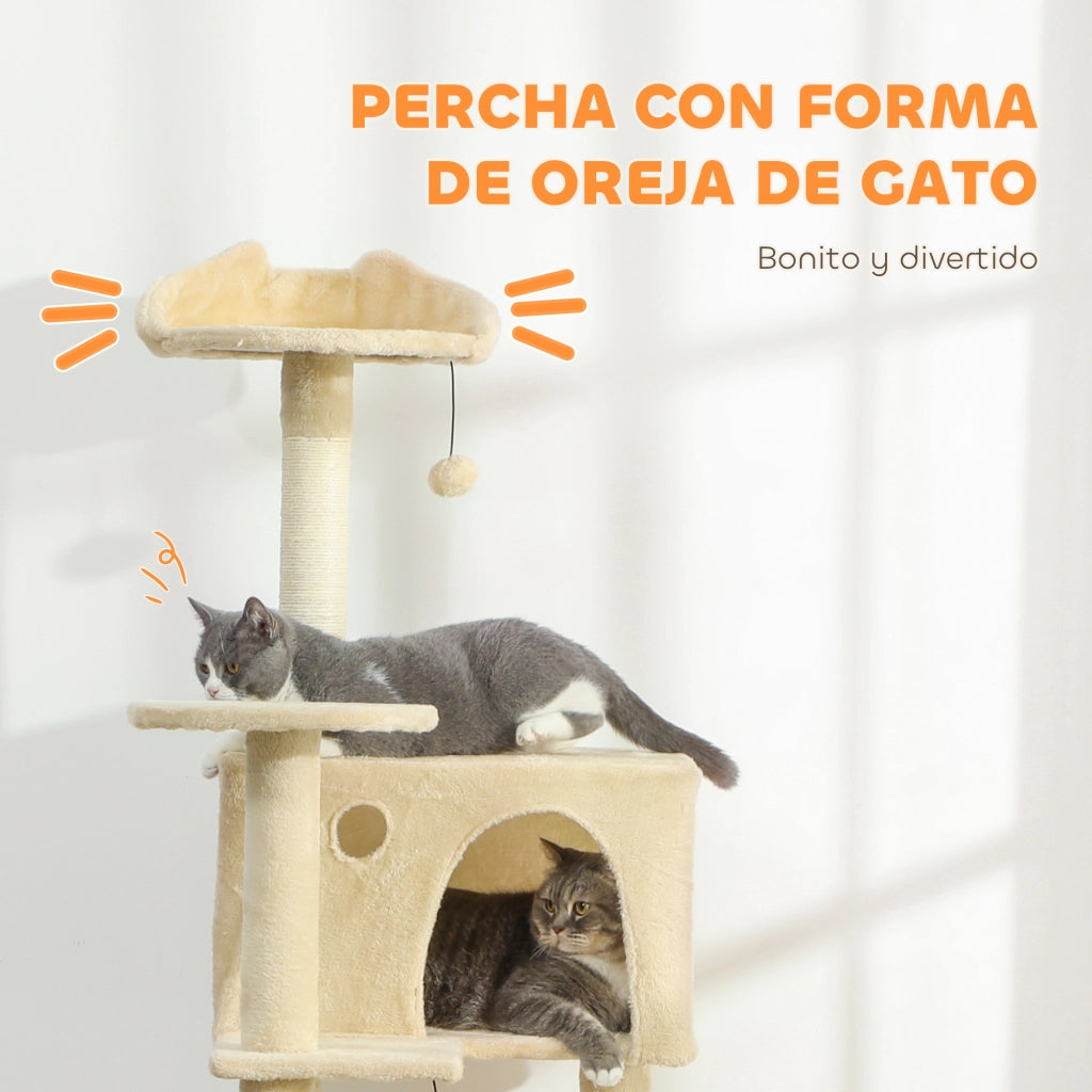 Albero tiragraffi per gatti con piattaforme letto 2 tane amaca scala ¨C zephmum ¨C beige 180 cm