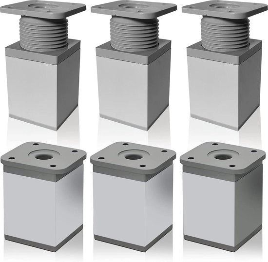 Piedi regolabili per mobili - 6 pezzi piedi per tavolo in alluminio - altezza 60 mm, diametro 40 mm - piedi per armadio - per sedie, tavoli, armadi, divani
