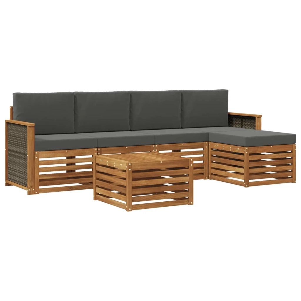 Set di divani da esterno 6 pz Naturale e Antracite 3384258