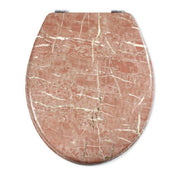 Trade Shop - Copriwater Universale In Legno Mdf Resistente Con Stampa Marmo Rosa Cerniere Wc -        3,5