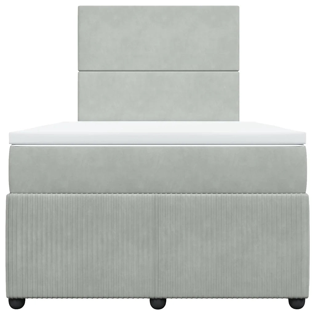 Giroletto a Molle con Materasso Grigio Chiaro 120x190cm Velluto