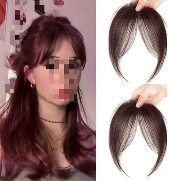 Pony in pelo scuro marrone per donne con una spilla per capelli a forma di pony morbida e senza cuciture con applicazione francese