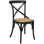 Sedia in legno con seduta in rattan nero 44x42x46/88h cm