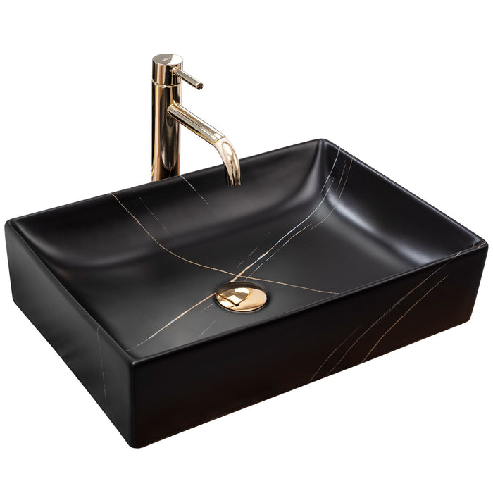 Lavabo Da Appoggio Rea Inga Black Marble Mat