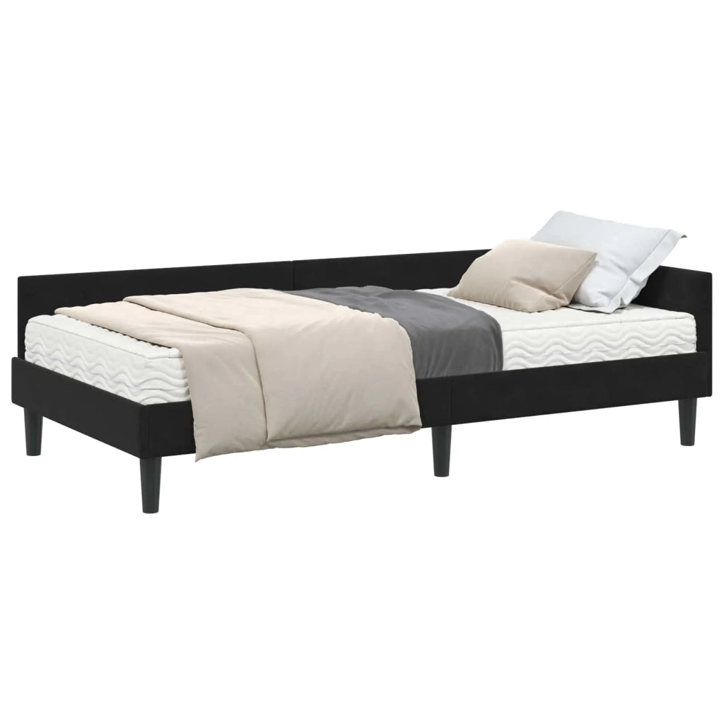 Letto singolo | Letto per adulti | Struttura Letto Angolare con Materasso Altro 2 pcs Nero Velluto