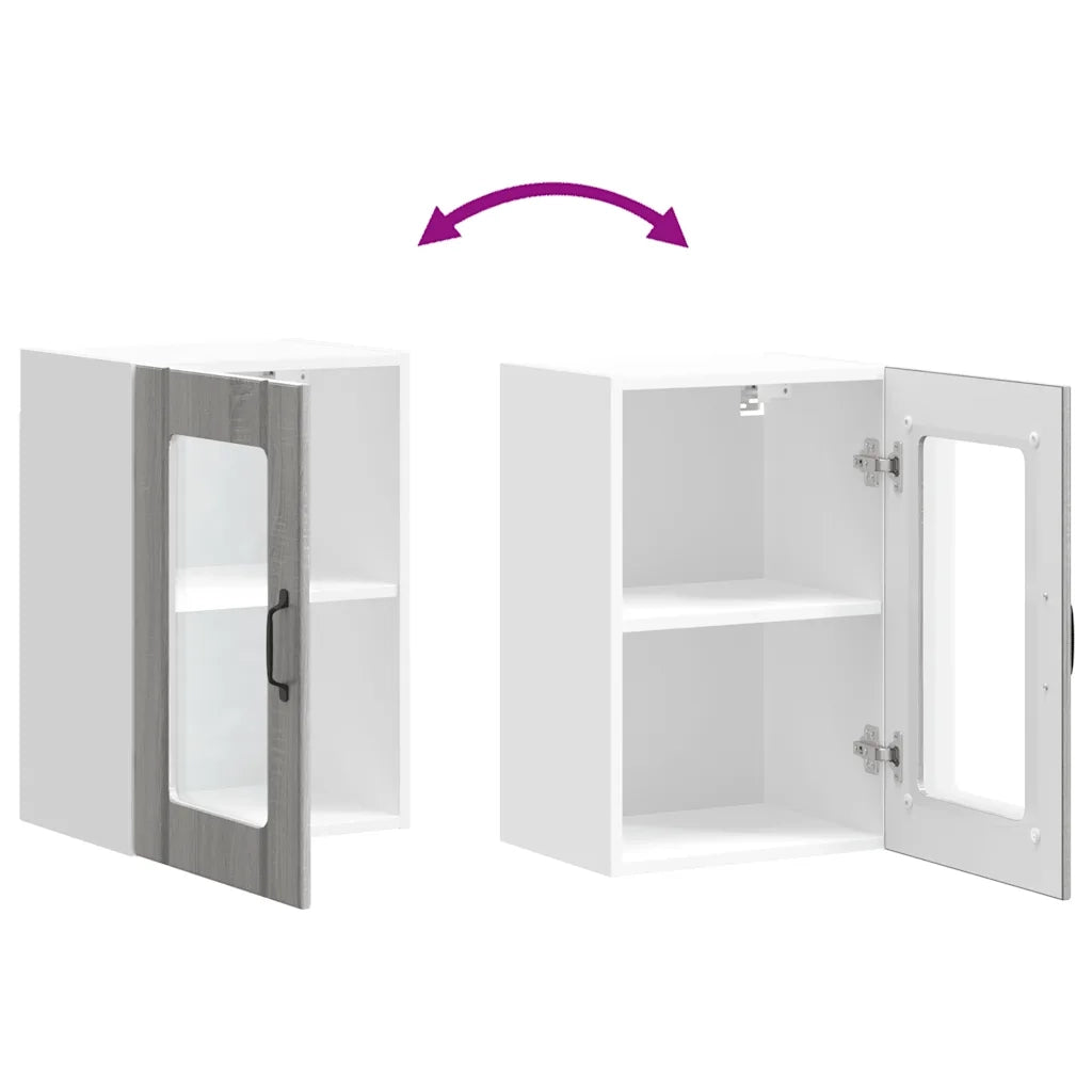Pensile da Cucina con Porta in Vetro Lucca Grigio Sonoma 853773
