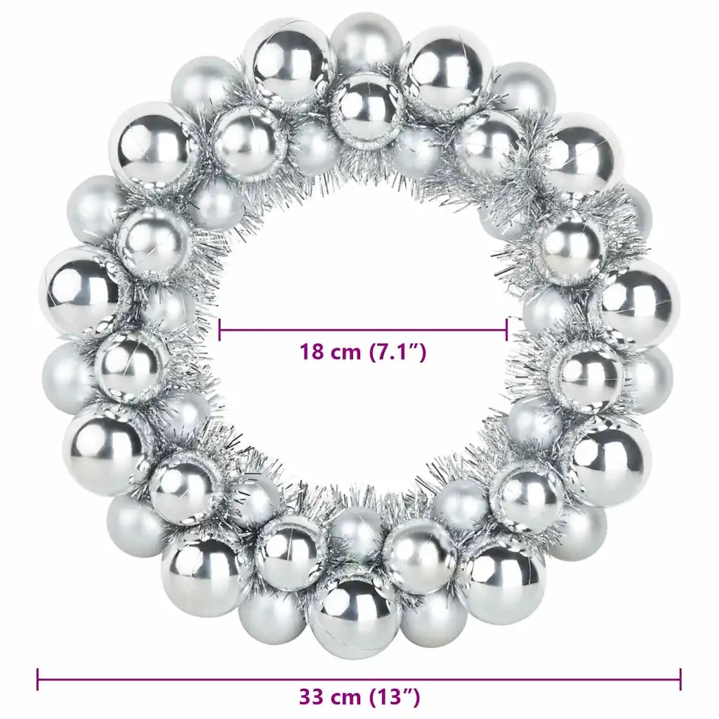 Corone di Palline di Natale 2 pz Argento 33 x 33 x 7 cm CFW9929844