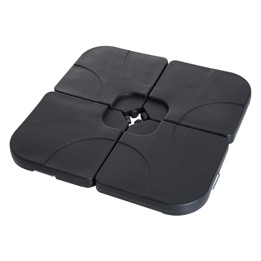 Set 4 Pesi per Ombrellone Riempibili Acqua/Sabbia ¨C Xylo ¨C HDPE Nero 50x50x7,5cm Base Croce