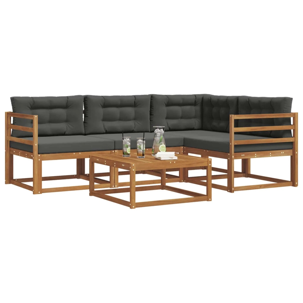 Set di divani da esterno con cuscino 5 pcs Naturale e Antracite