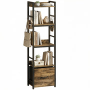 Libreria 4 Livelli con Cassetto e Ganci ¨C Zephmum ¨C Marrone Rustico 39x26x136.5 cm