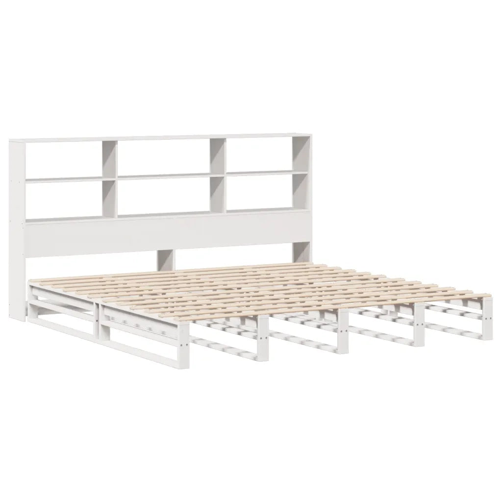 Letto matrimoniale | Letto per adulti | Letto Libreria senza Materasso Bianco 180x200 cm Legno Massello
