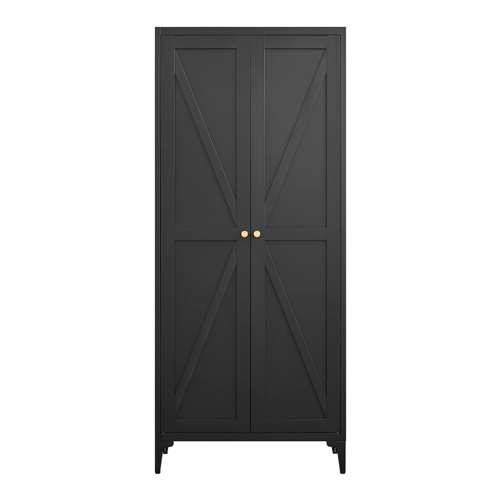 ARMADIO CONTENITORE 2 ANTE 174,5x42,0x14,0 cm Metallo Nero con ripiani regolabili