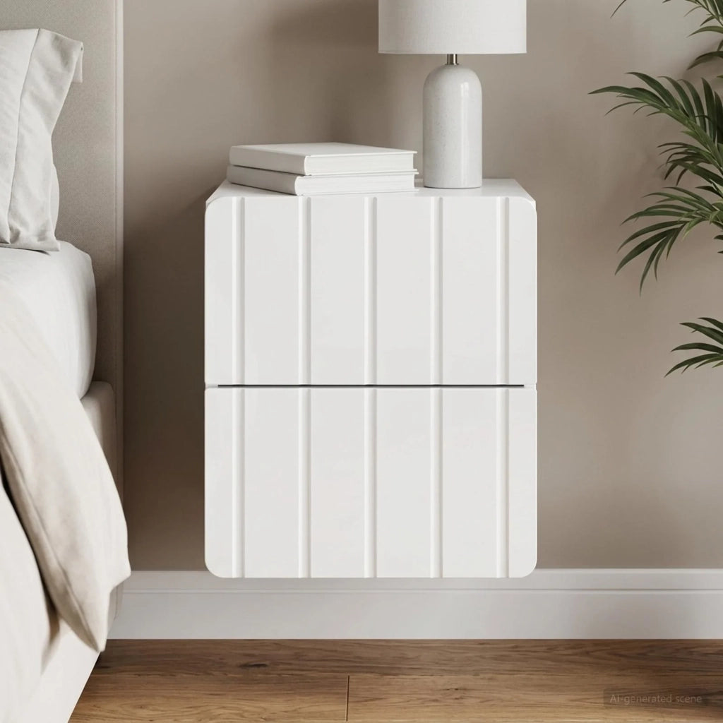 Mobiletto da notte a muro Bianco Lucido 33 x 34,5 x 43 cm 898303