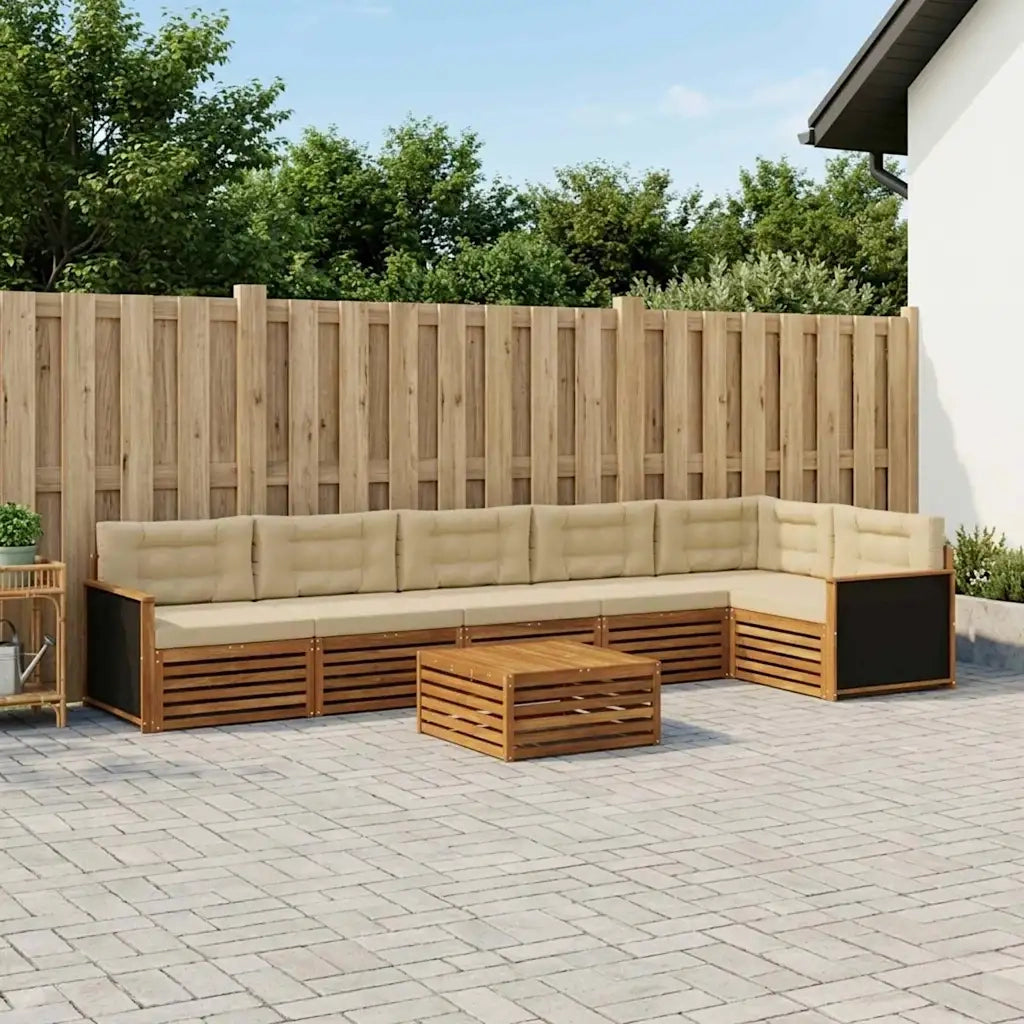 Set di divani da esterno 7 pcs Naturale e Beige 79 x 79 x 37 cm 3383436