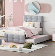 Letto imbottito per bambini 90x200 cm con letto estraibile; testiera regolabile; grigio
