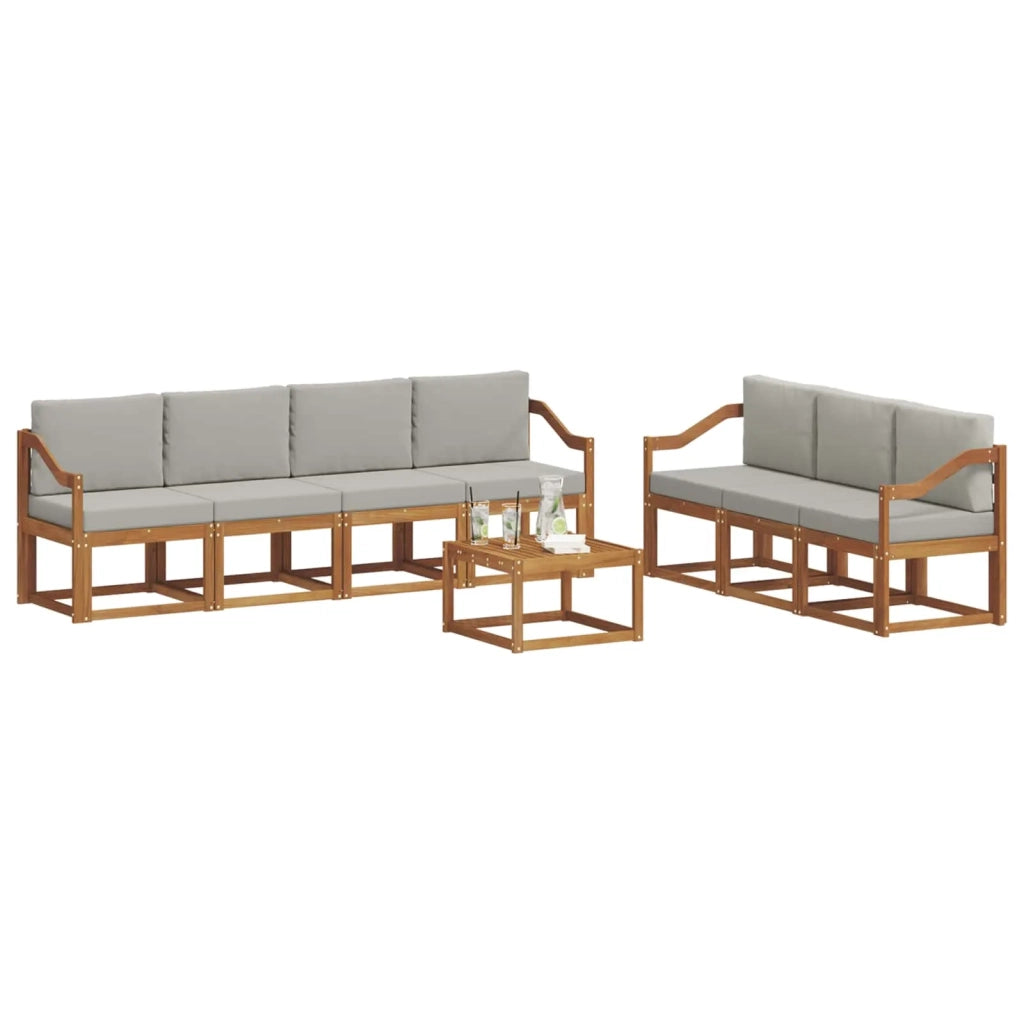 Set di divani da esterno 8 pcs Grigio Naturale e Chiaro 3366129