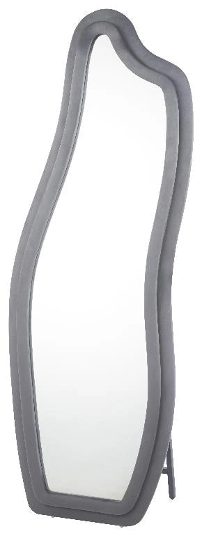 Specchio da Arredo con Cornice in Velluto Onda Grigio 160 x 55 cm