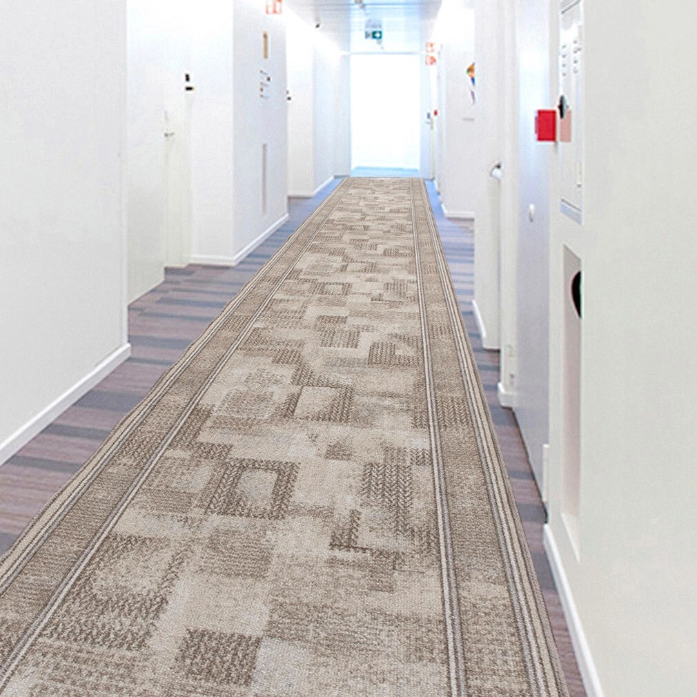 Passatoia Scala Scalinata Ingresso 67x450 Cm Bordata Tappeto Corridoio Gradini Antiscivolo Beige